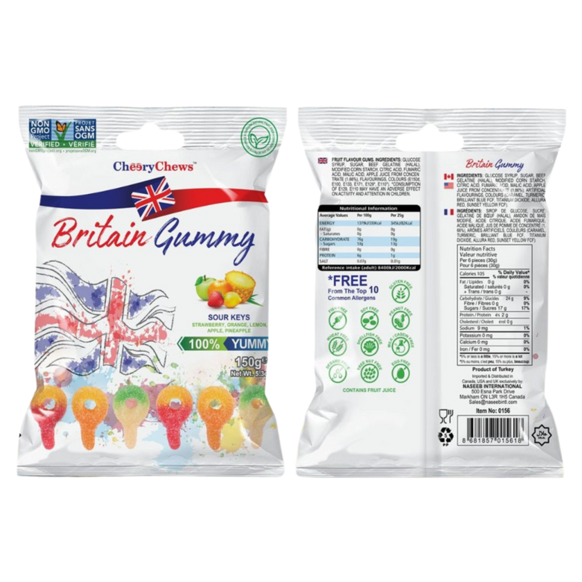 Britain Gummy Sour Keys 150g
