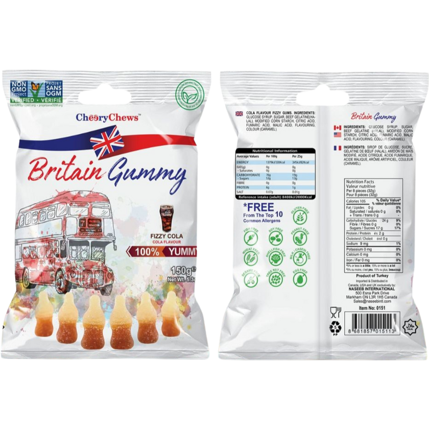 Britain Gummy Fizzy Cola 150g