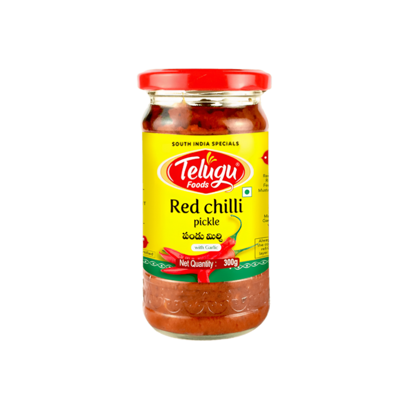 Telugu Foods Red Chilli Pickle (With Garlic) 300g