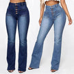 Plus Size High Waist Denim Trousers for Women | Patch Pocket Washed Jeans