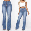 Plus Size High Waist Denim Trousers for Women | Patch Pocket Washed Jeans