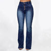 Plus Size High Waist Denim Trousers for Women | Patch Pocket Washed Jeans