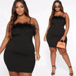 Plus Size Women's Suspender Feather Dress Gown
