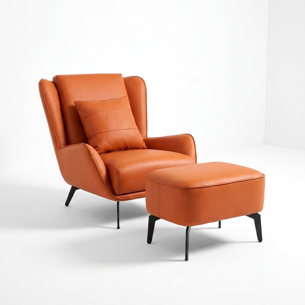 PM06 Premium Cowhide Leather Relaxation Chair with Ottoman