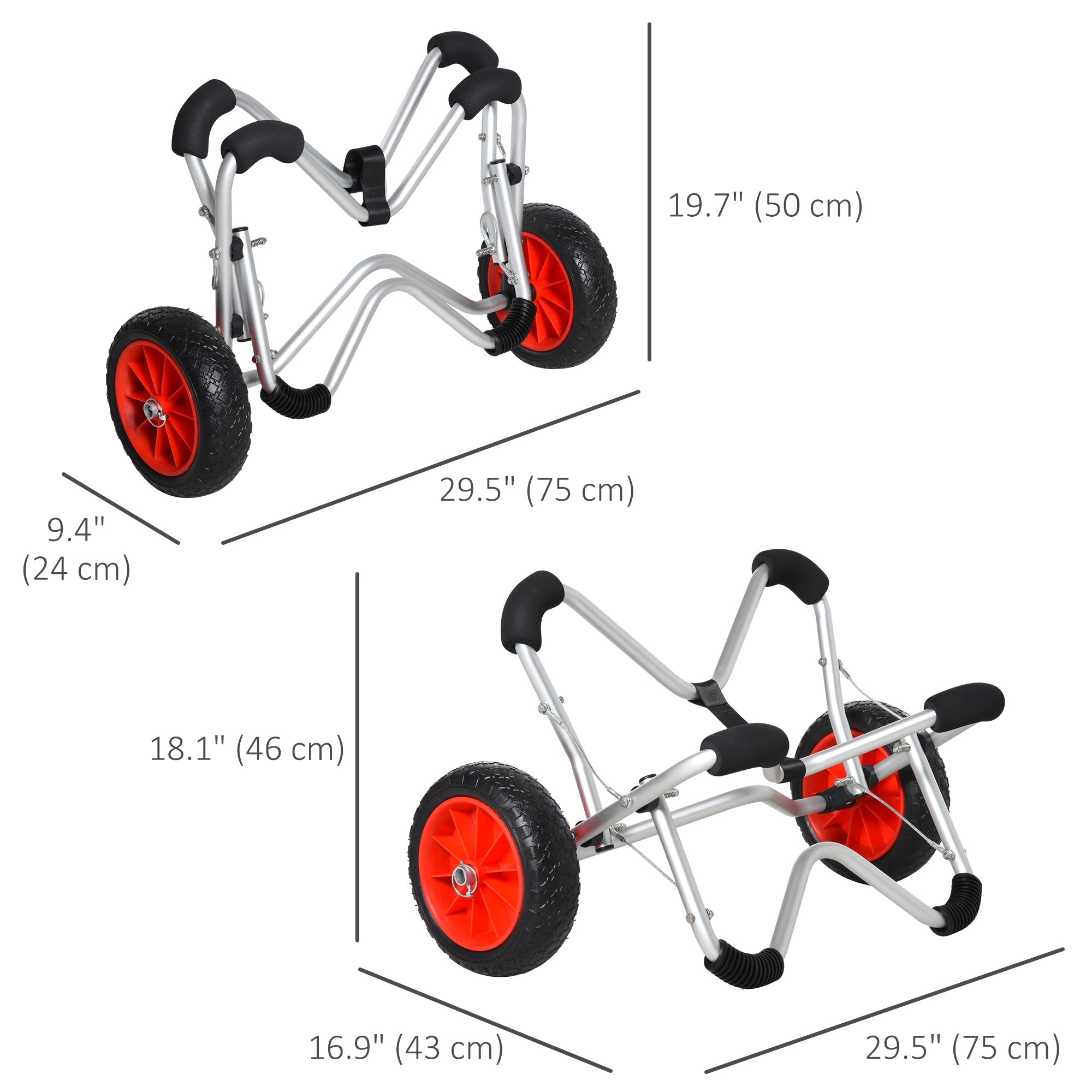 Soozier Aluminum Kayak Cart Canoe Carrier Dolly Trolley Airless Tires Beach Sand Silver