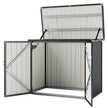 Outdoor Storage Shed Lockable Galvanized Steel Garbage Bin Shed Lift-up Lid for 2 Trash Cans