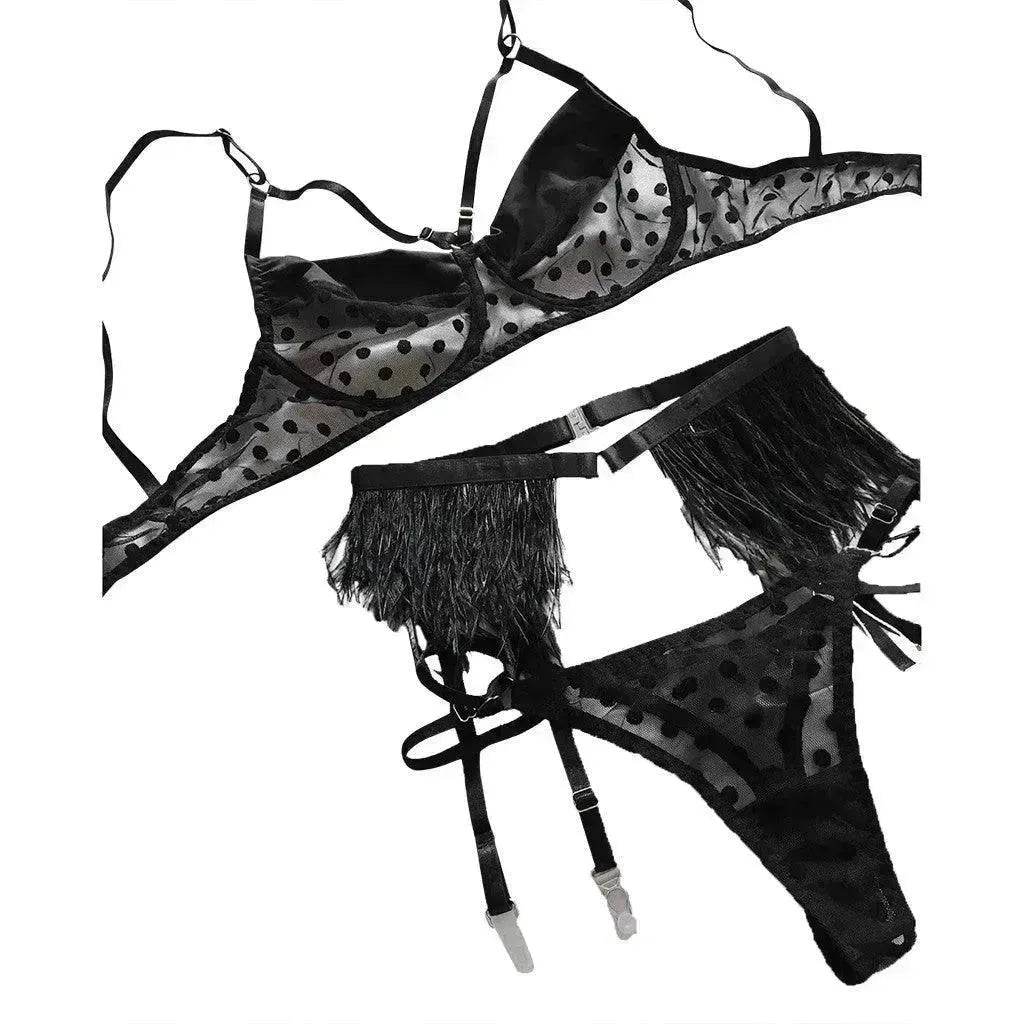 Polka dot mesh lingerie
