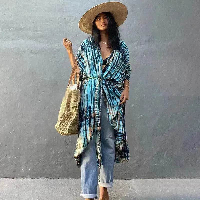 Polyester Ladies Sun Protection Resort Beach Dress Cover Up