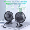 Portable Clip-On Fan, USB Rechargeable Mini Desk Fan with 3 Speeds, 360° Rotation, Quiet Cooling Fan for Home, Office, Travel and Outdoor