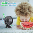 Portable Clip-On Fan, USB Rechargeable Mini Desk Fan with 3 Speeds, 360° Rotation, Quiet Cooling Fan for Home, Office, Travel and Outdoor
