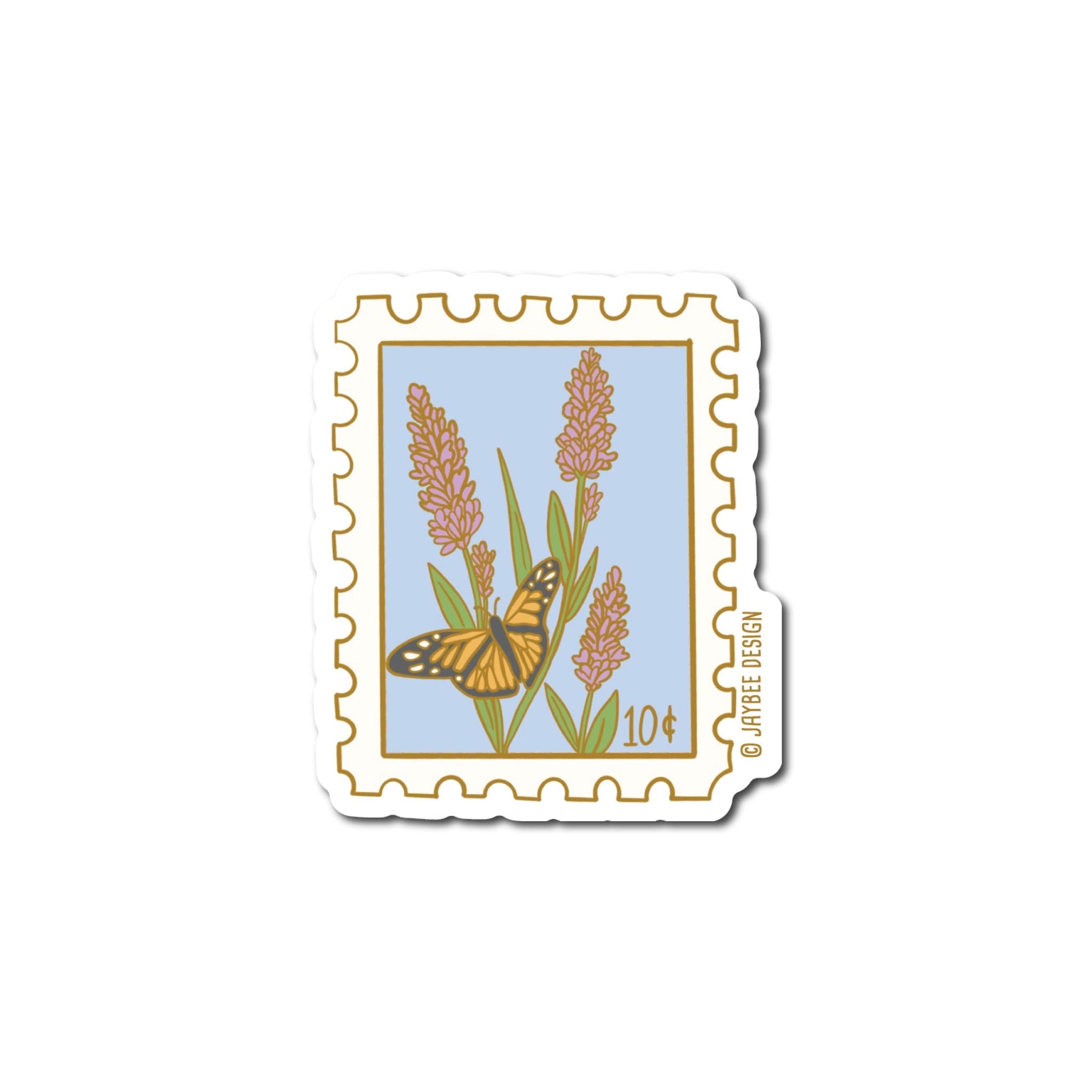 Lavender Postage Stamp Matte Vinyl Sticker