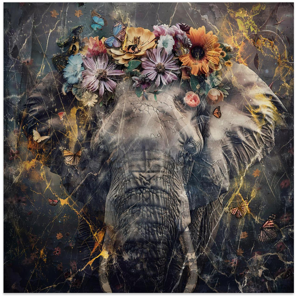 Illustration murale Art animal Éléphant Illustration vintage Art mural 01