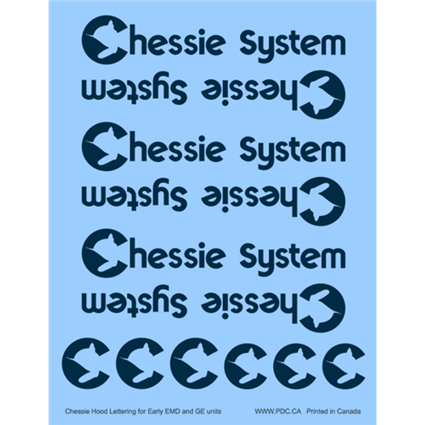 Precision Design Co. HO Early Chessie System Loco Hood Lettering Waterslide Decal Set NIB