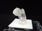 Prehnite on Quartz Cluster – Goboboseb Mountains, Namibia – Green Radial Ball on Clear Crystals (27mm)