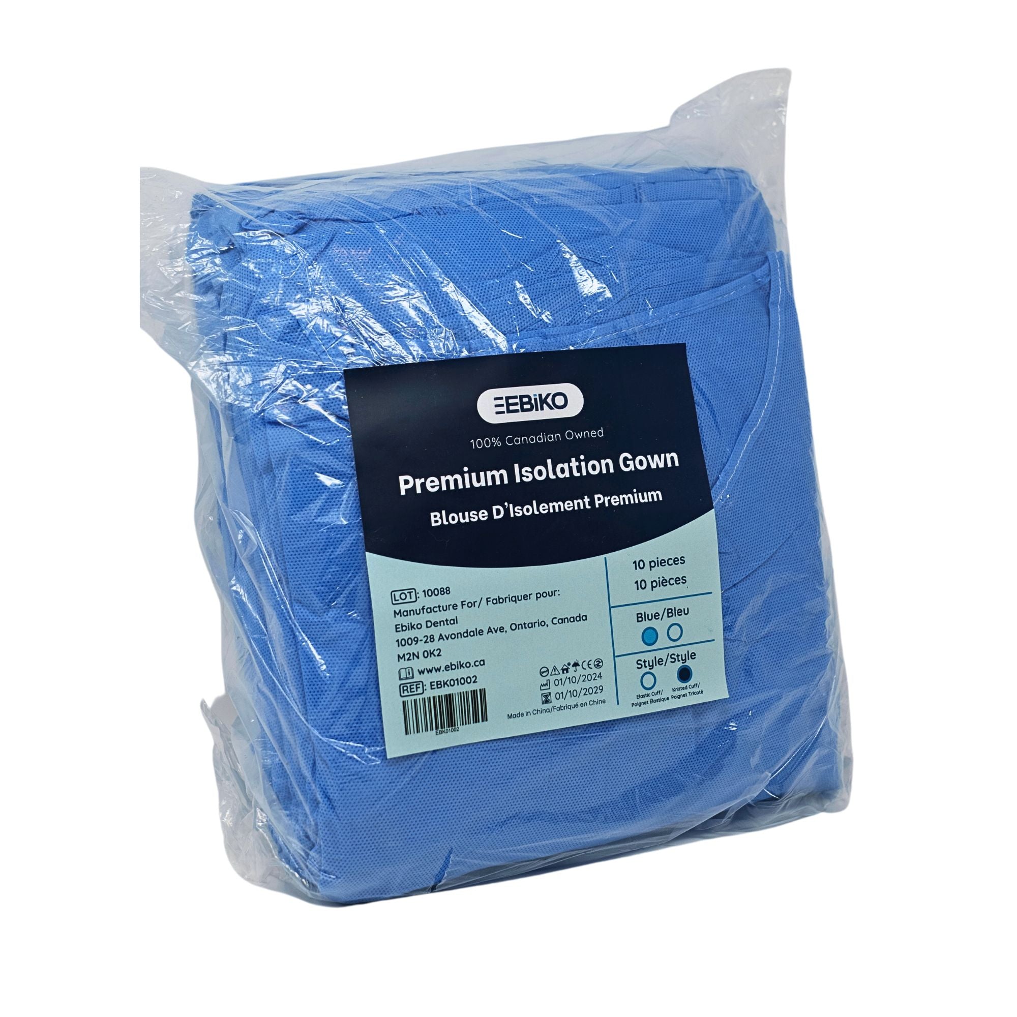 Disposable Premium Isolation Gown Knitted Cuff - 100/pk