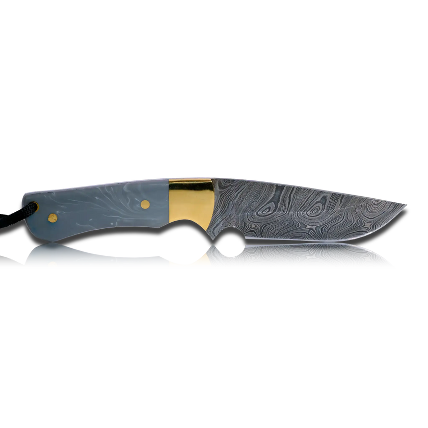 Couteau de boucher en acier damassé Kaito original, lame de 4 pouces avec étui en cuir de première qualité.