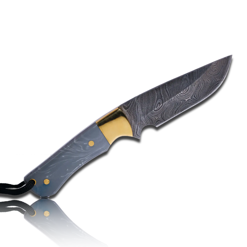 Couteau de boucher en acier damassé Kaito original, lame de 4 pouces avec étui en cuir de première qualité.