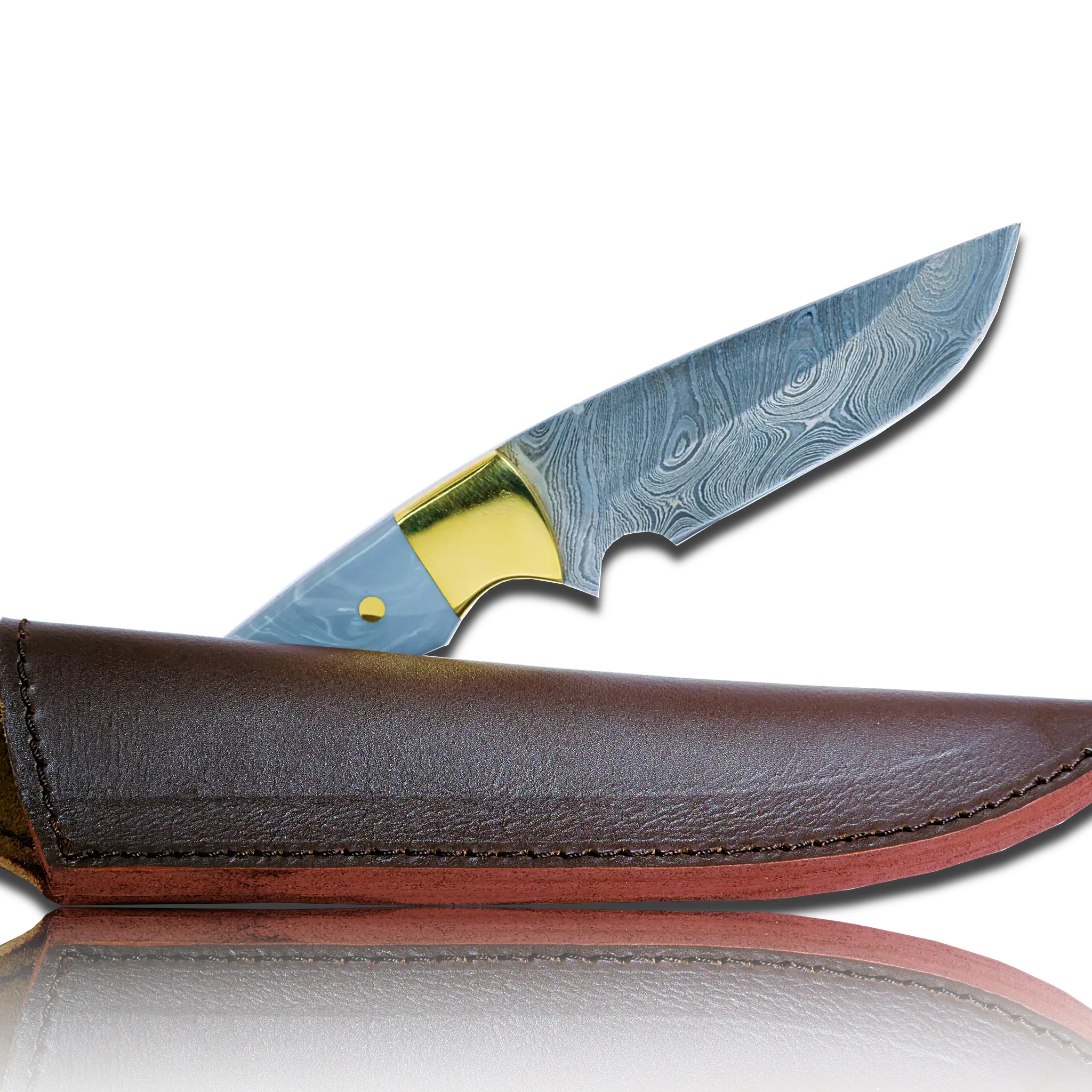 Couteau de boucher en acier damassé Kaito original, lame de 4 pouces avec étui en cuir de première qualité.