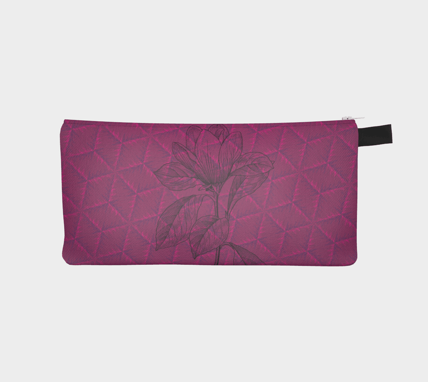 Zippered Cotton Canvas Pencil Case | Geometric Floral