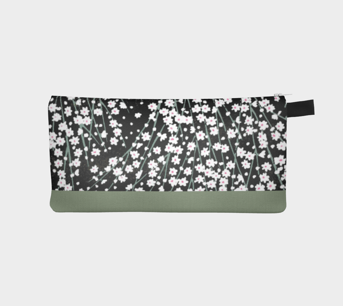Zippered Cotton Canvas Pencil Case | Black Daisies
