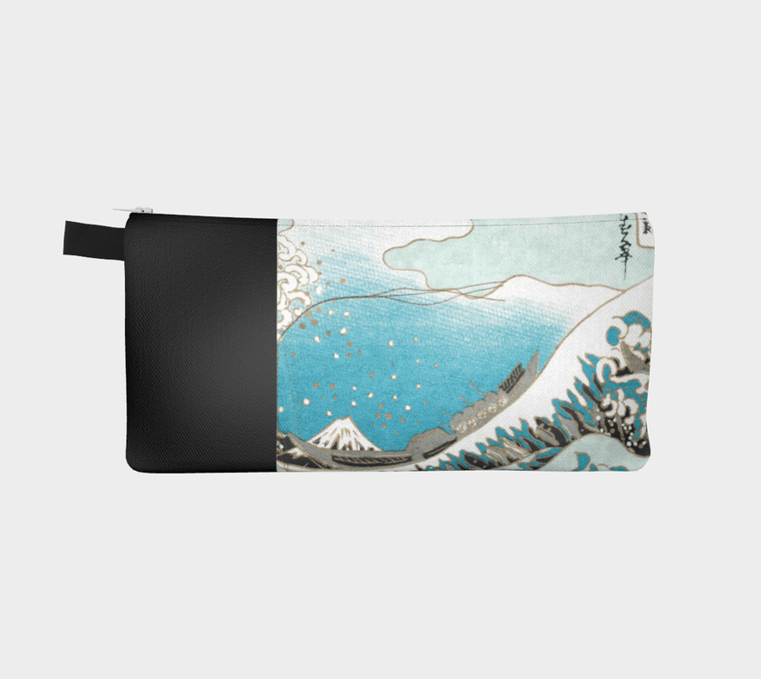 Zippered Cotton Canvas Pencil Case | The Great Wave