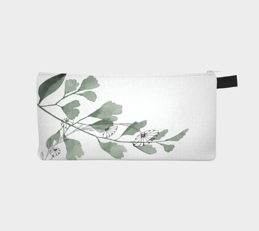 Zippered Cotton Canvas Pencil Case | Floral Moss