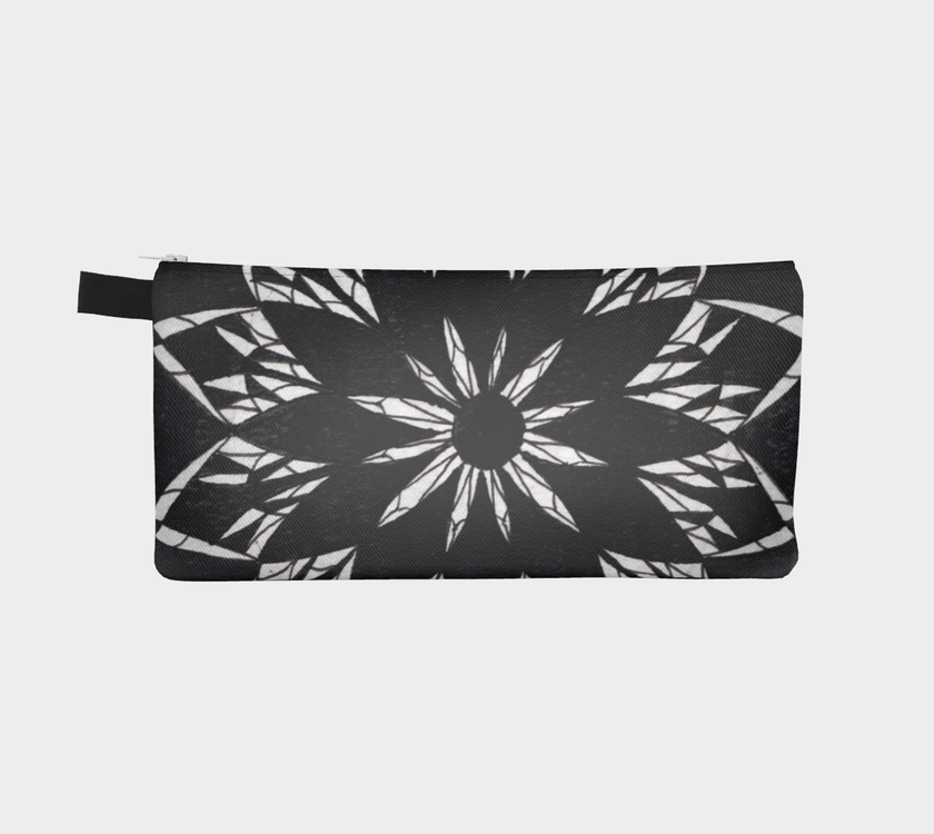 Zippered Cotton Canvas Pencil Case | Black Stained glass