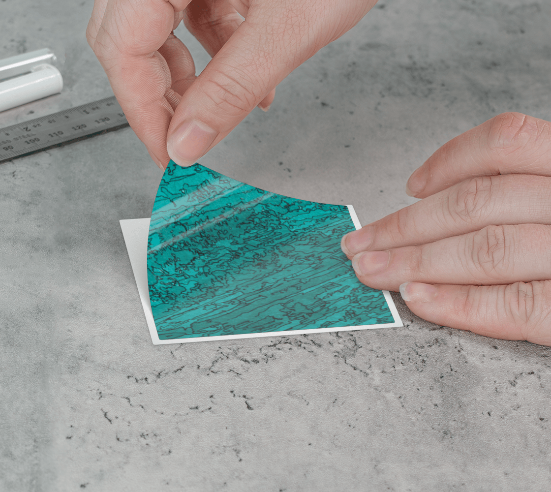 Sticker | 3 x 3 | Etched in Turquoise