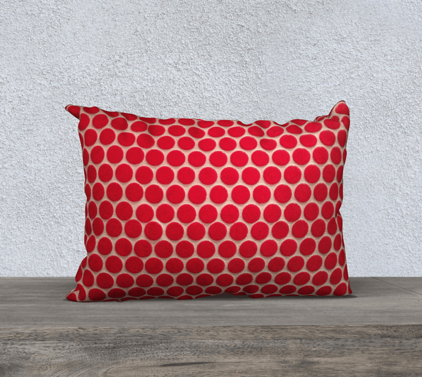 Throw Pillow Cover | 20 x 14 | Red Polka Dots