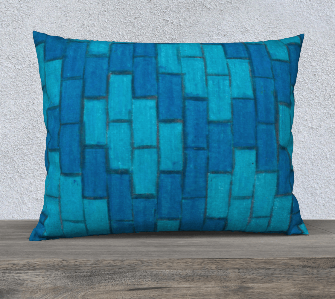 Throw Pillow Cover | 26 x 20 | Blue Bricks