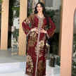 Printed Embroidered Elegant Arab Dubai Turkey Middle Eastern Sophisticated Women Abaya Dress Robe