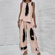 Printed Irregular Top Two-piece Pants Women
