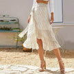 Printed Lace Up Split Expansion Midi  Floral Skirt With Lining