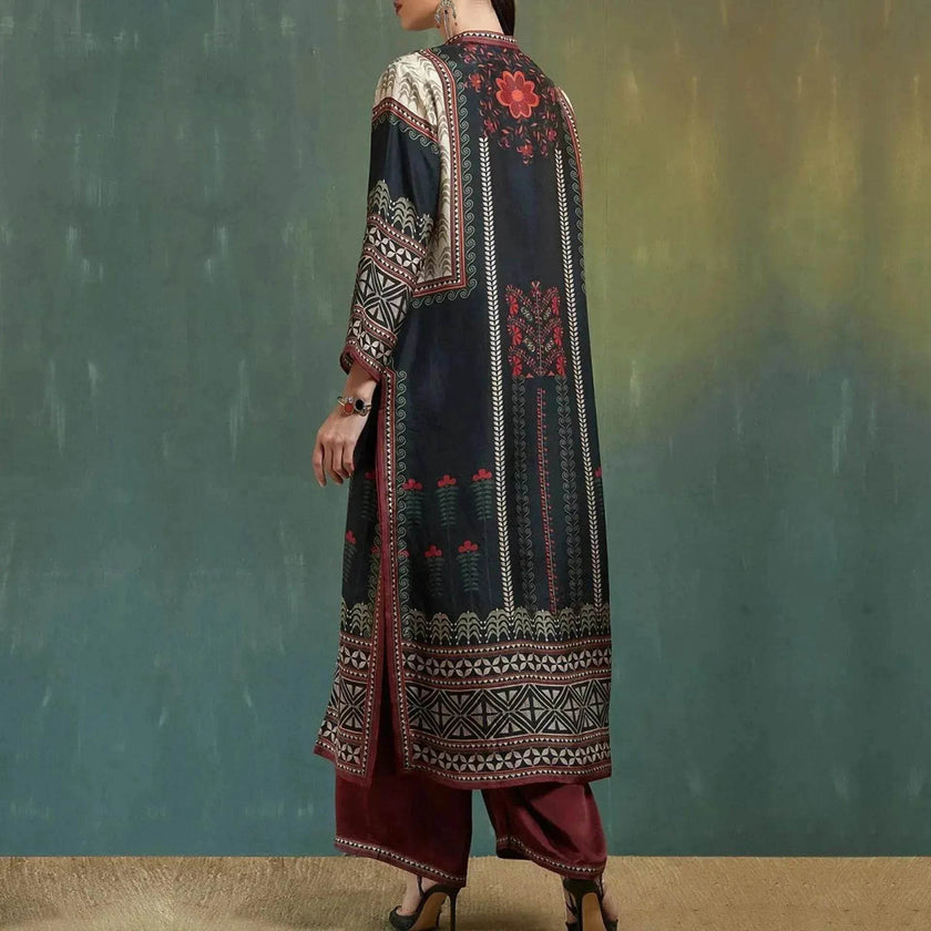 Printed Loose Middle East Print Slit Long Skirt Outfit set for Arab Turkey Women