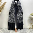 Printed Panel Top Robe Abaya Dress for Arab Dubai Turkey Middle East Women