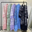 Printed Panel Top Robe Abaya Dress for Arab Dubai Turkey Middle East Women