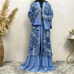 Printed Panel Top Robe Abaya Dress for Arab Dubai Turkey Middle East Women