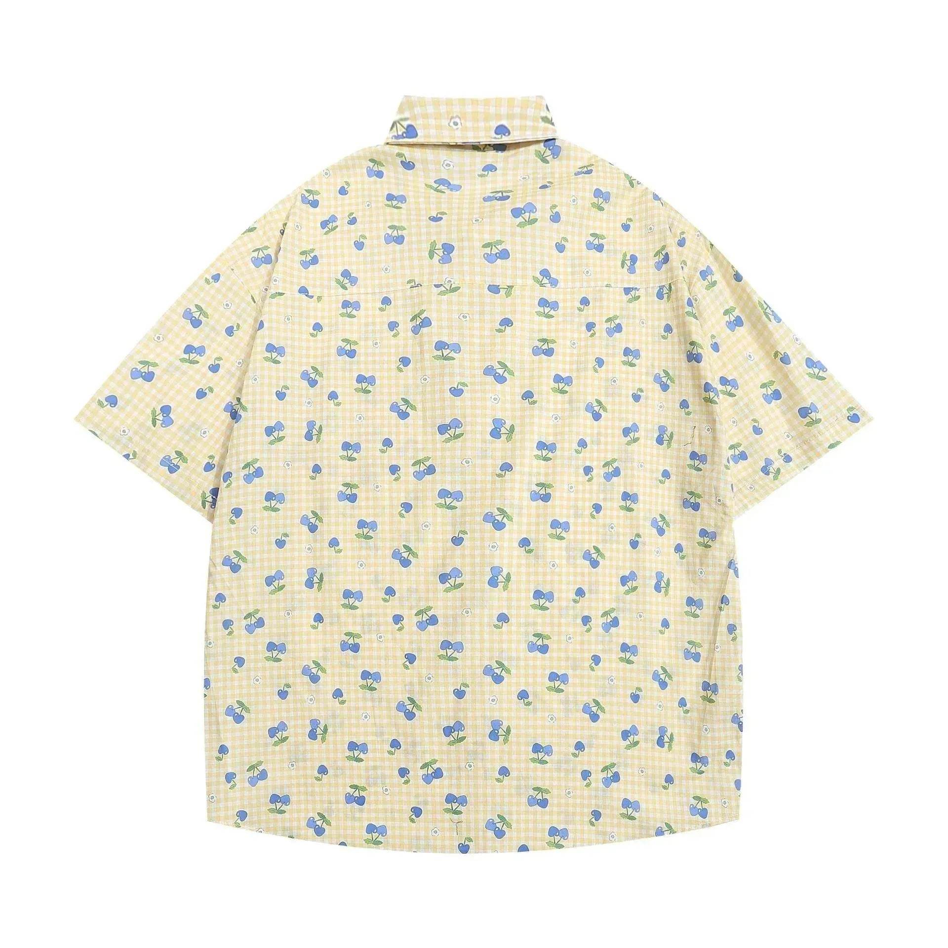 Printed Small Cherry Short-sleeved Shirt