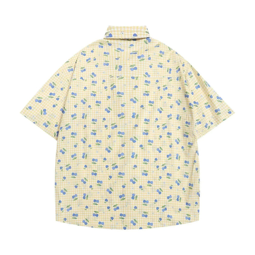Printed Small Cherry Short-sleeved Shirt