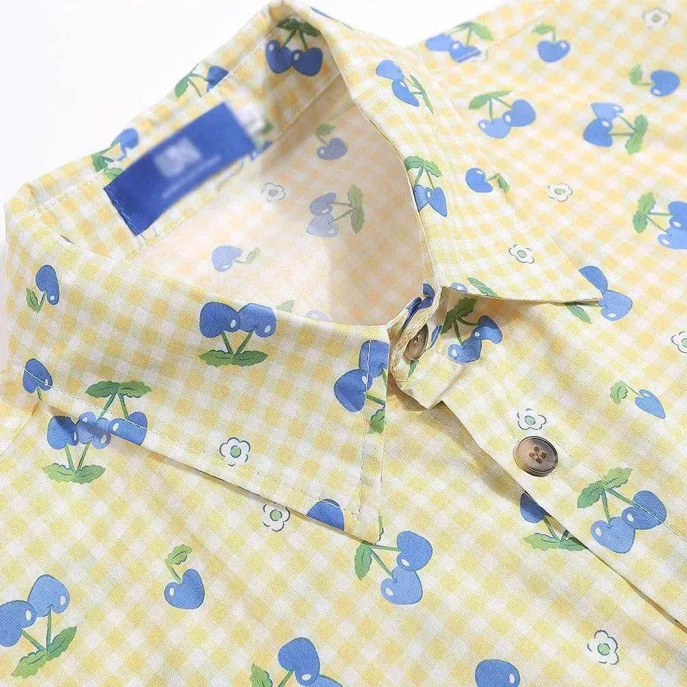 Printed Small Cherry Short-sleeved Shirt