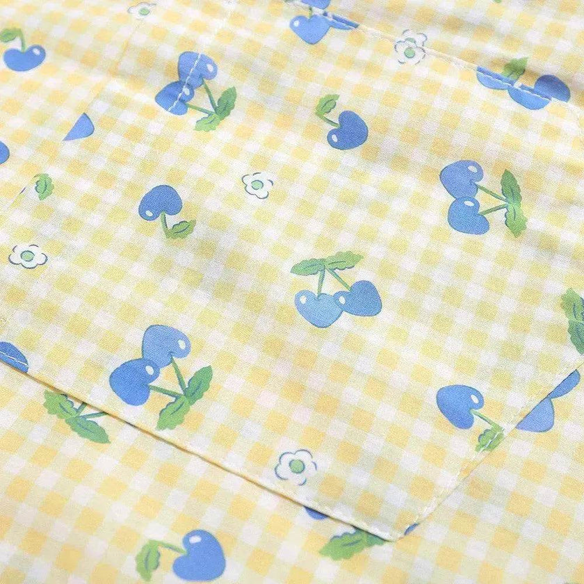 Printed Small Cherry Short-sleeved Shirt