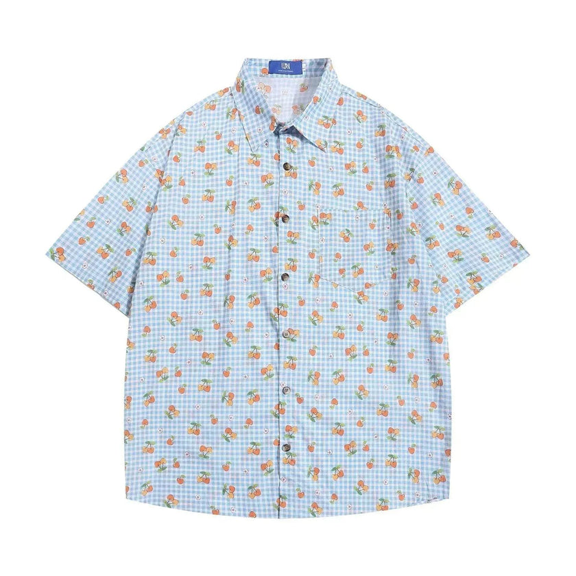 Printed Small Cherry Short-sleeved Shirt