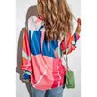 Printing Color Contrast Thin Long-sleeved Top For Women