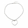 Simple Open Heart Necklace In Silver Plate