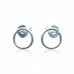 Open Circle Silver Plate Stud Earrings