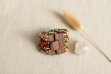 Multi Strand Bracelet with Wooden Clasp