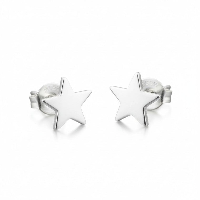 Star Silver Plate Stud Earrings