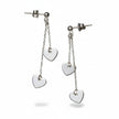 Double Drop Heart Chain Stud Earrings In Silver Plate - SP406H