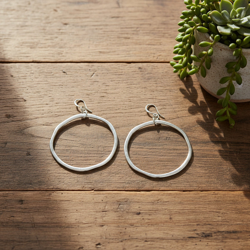 Hoop Earrings In Silver Plate