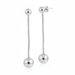 Hanging Ball Stud Earring- Grey Stainless Steel